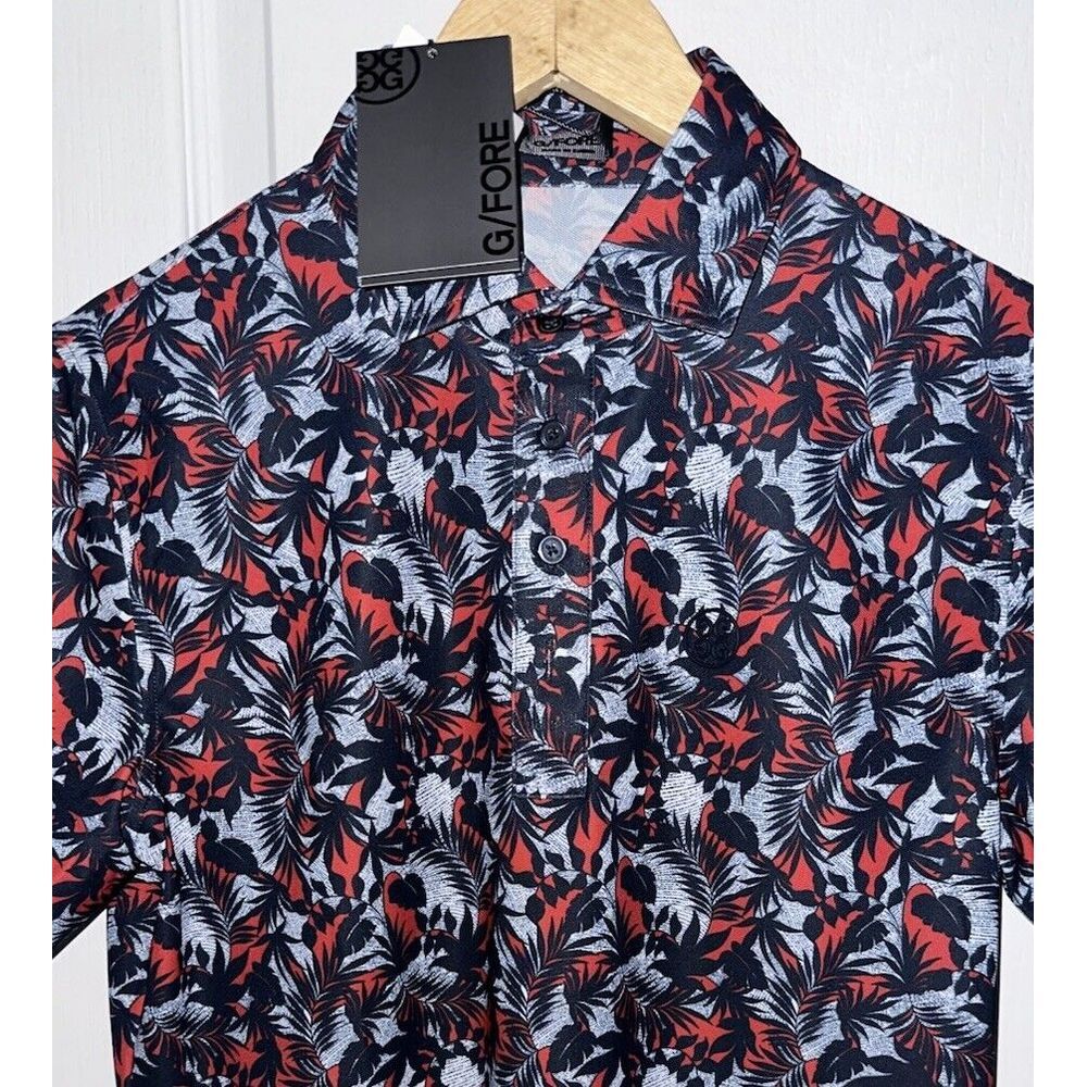 G/FORE NWT Golf Palm Fronds Tech Pique Polo Size Small‎ Floral Hawaiian